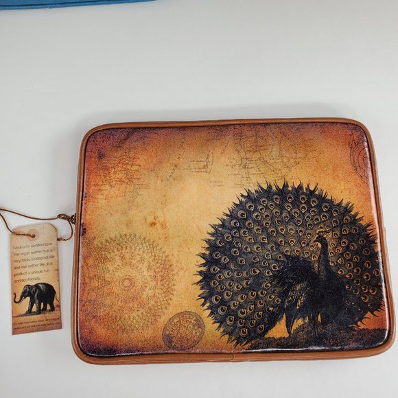 Lavishy Peacock Tablet Sleeve Bag Carrying Case Vegan/faux leather Nylon NOS - Picture 2 of 8